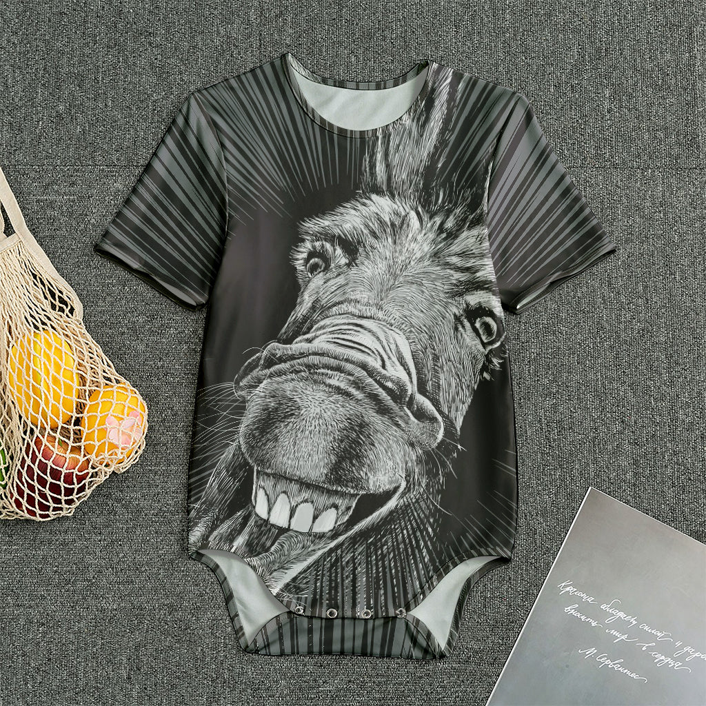 Black And White Crazy Donkey Print Men's Bodysuit