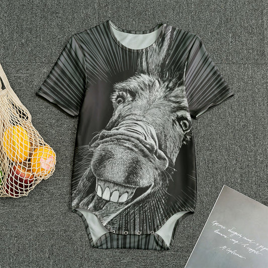 Black And White Crazy Donkey Print Men's Bodysuit