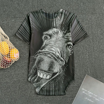 Black And White Crazy Donkey Print Men's Bodysuit