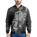 Black And White Crazy Donkey Print Men's Bomber Jacket