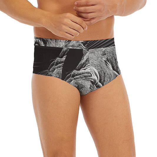 Black And White Crazy Donkey Print Men's Briefs