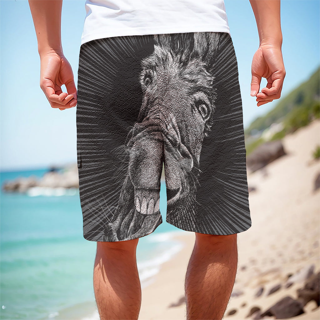Black And White Crazy Donkey Print Men's Cargo Shorts