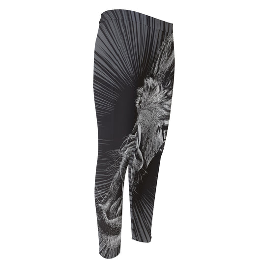 Black And White Crazy Donkey Print Men's Compression Pants