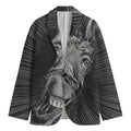 Black And White Crazy Donkey Print Men's Cotton Blazer