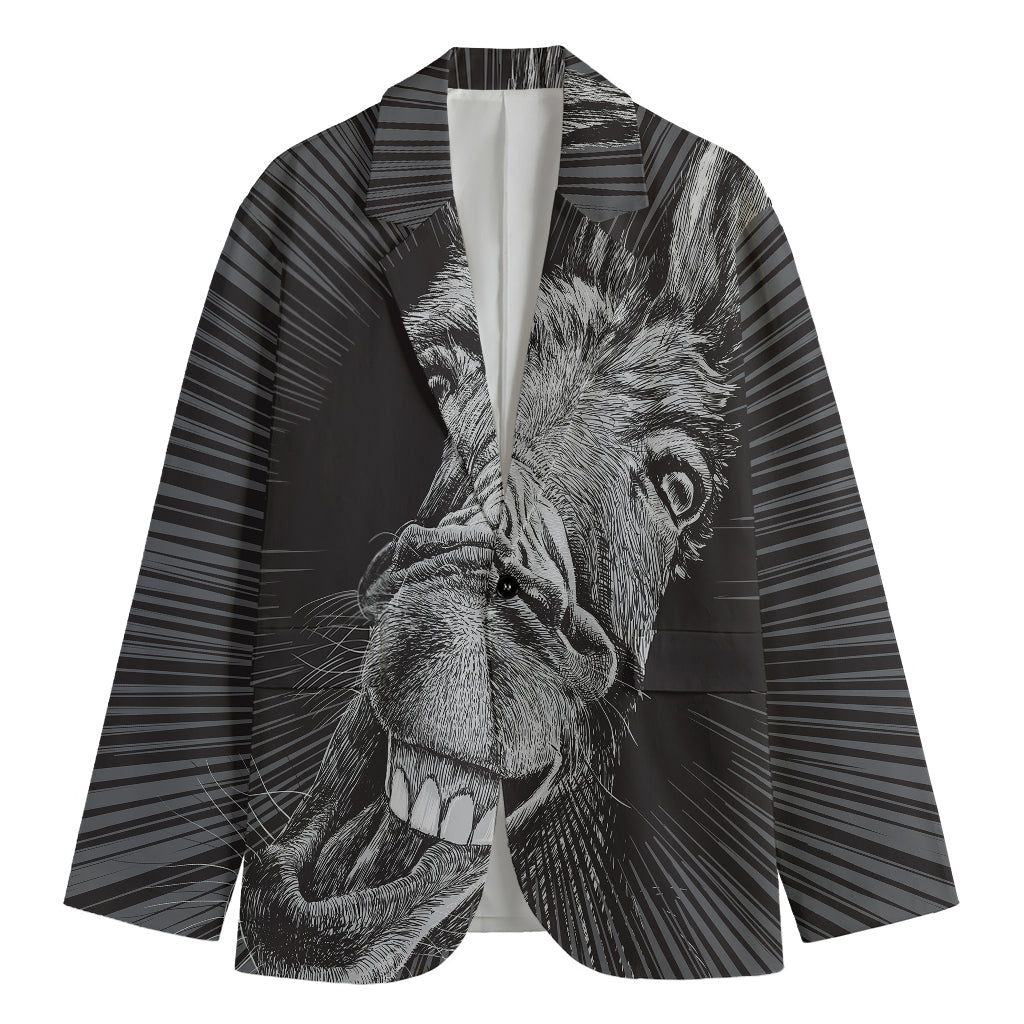 Black And White Crazy Donkey Print Men's Cotton Blazer