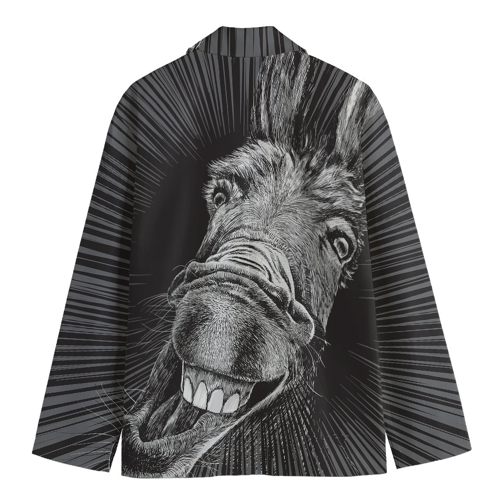 Black And White Crazy Donkey Print Men's Cotton Blazer