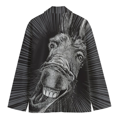 Black And White Crazy Donkey Print Men's Cotton Blazer