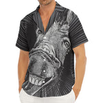 Black And White Crazy Donkey Print Men's Deep V-Neck Shirt