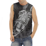 Black And White Crazy Donkey Print Men's Fitness Tank Top