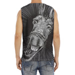 Black And White Crazy Donkey Print Men's Fitness Tank Top