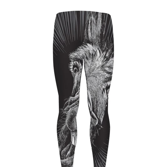 Black And White Crazy Donkey Print Men's leggings