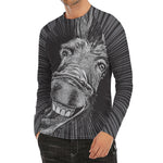 Black And White Crazy Donkey Print Men's Long Sleeve Rash Guard