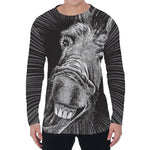 Black And White Crazy Donkey Print Men's Long Sleeve T-Shirt