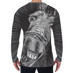 Black And White Crazy Donkey Print Men's Long Sleeve T-Shirt