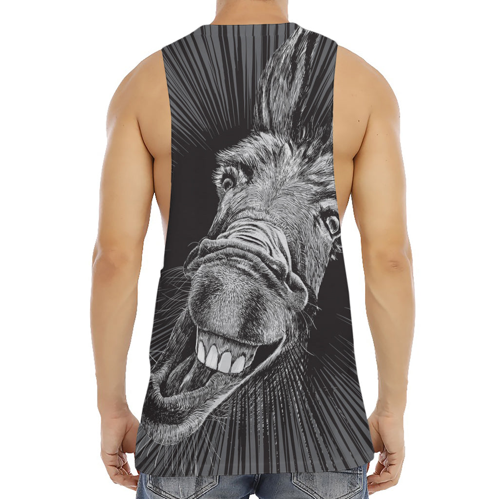 Black And White Crazy Donkey Print Men's Muscle Tank Top