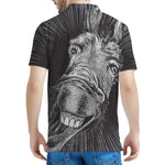 Black And White Crazy Donkey Print Men's Polo Shirt