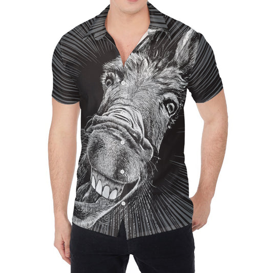 Black And White Crazy Donkey Print Men's Shirt