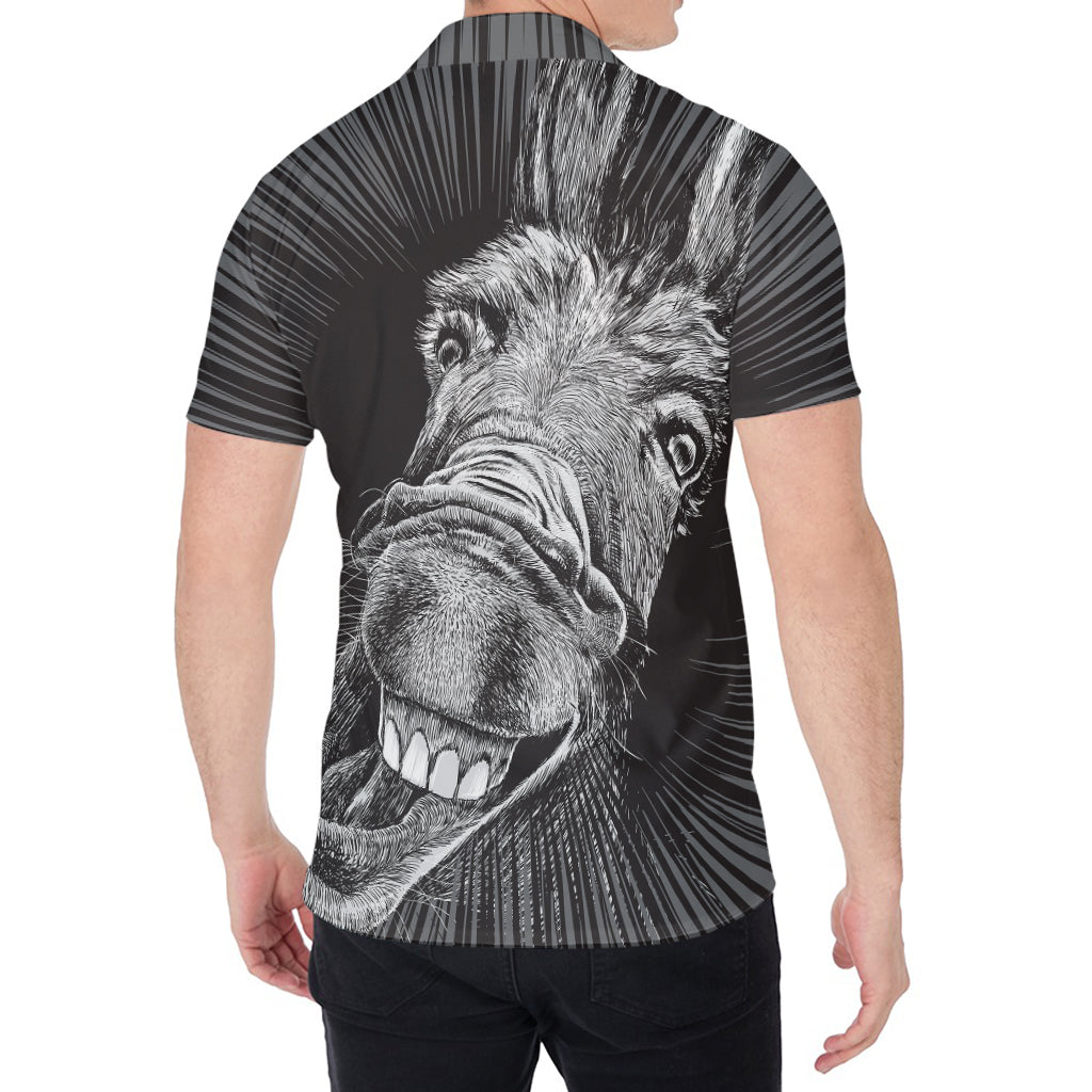 Black And White Crazy Donkey Print Men's Shirt