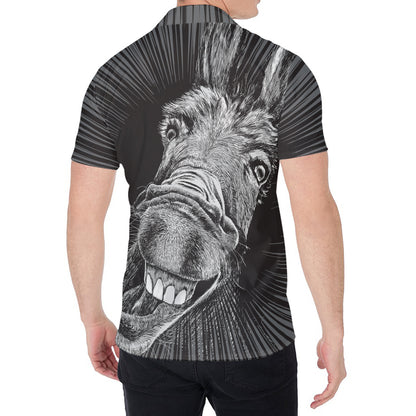 Black And White Crazy Donkey Print Men's Shirt