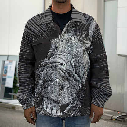 Black And White Crazy Donkey Print Men's Shirt Jacket