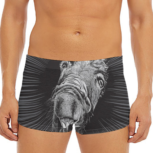 Black And White Crazy Donkey Print Men's Short Boxer Briefs