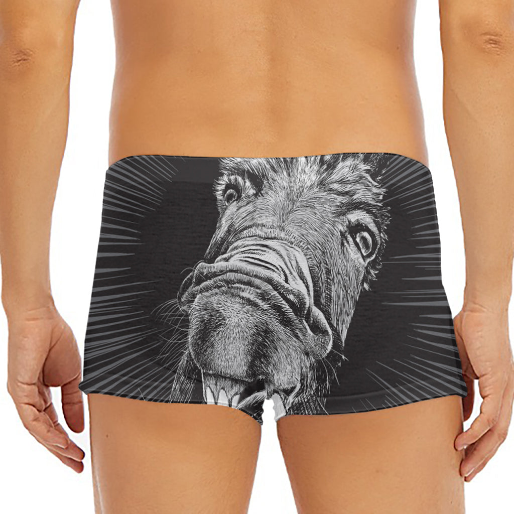 Black And White Crazy Donkey Print Men's Short Boxer Briefs
