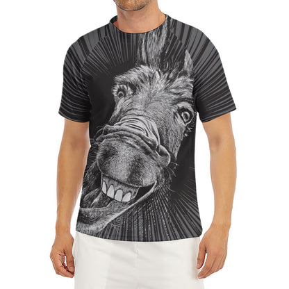 Black And White Crazy Donkey Print Men's Short Sleeve Rash Guard