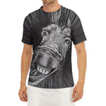 Black And White Crazy Donkey Print Men's Short Sleeve Rash Guard