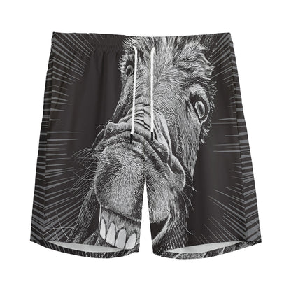 Black And White Crazy Donkey Print Men's Sports Shorts