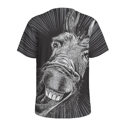 Black And White Crazy Donkey Print Men's Sports T-Shirt