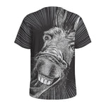 Black And White Crazy Donkey Print Men's Sports T-Shirt