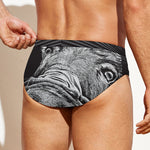 Black And White Crazy Donkey Print Men's Swim Briefs