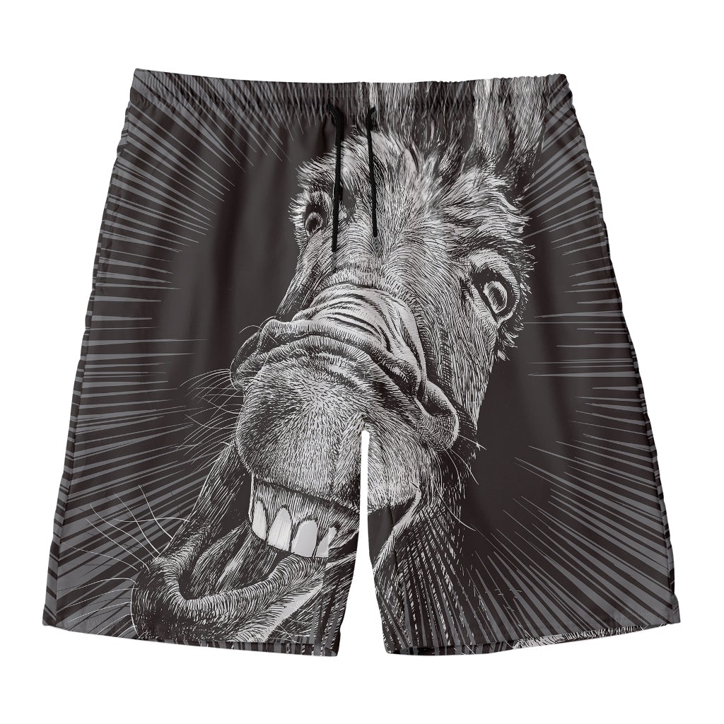Black And White Crazy Donkey Print Men's Swim Trunks