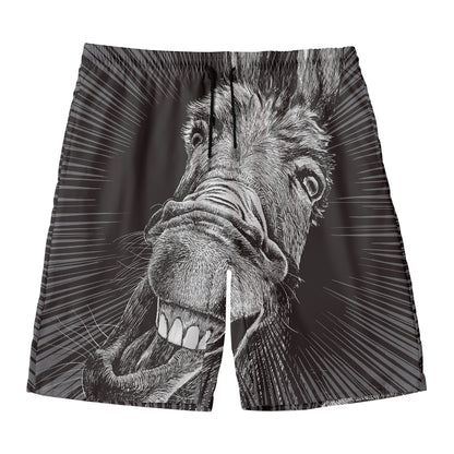 Black And White Crazy Donkey Print Men's Swim Trunks