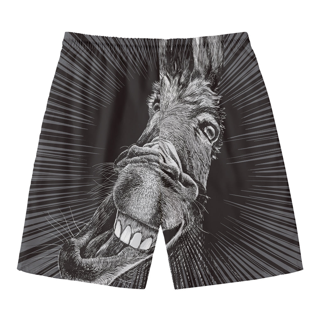 Black And White Crazy Donkey Print Men's Swim Trunks