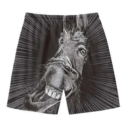 Black And White Crazy Donkey Print Men's Swim Trunks
