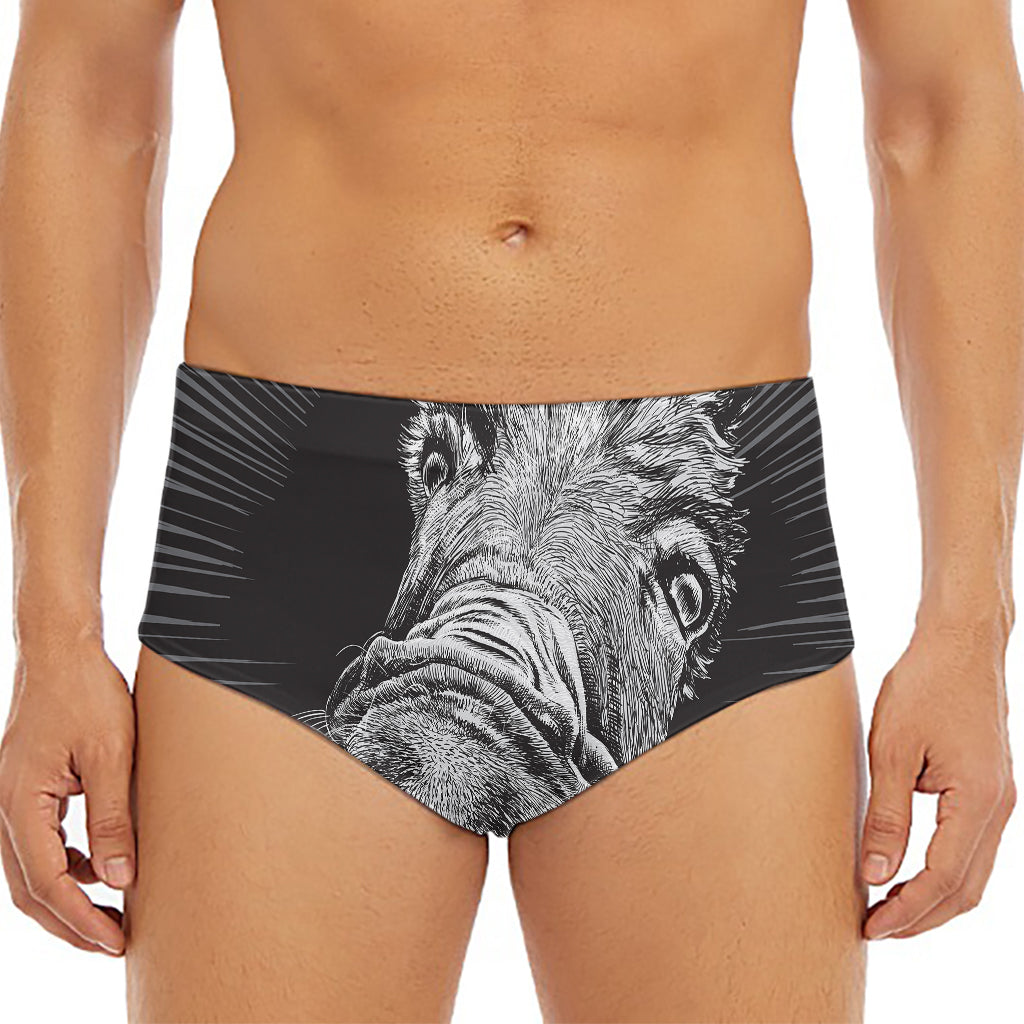 Black And White Crazy Donkey Print Men's Triangle Swim Briefs