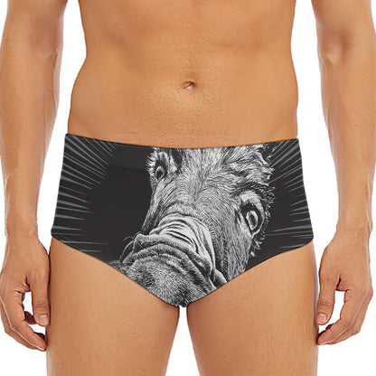 Black And White Crazy Donkey Print Men's Triangle Swim Briefs