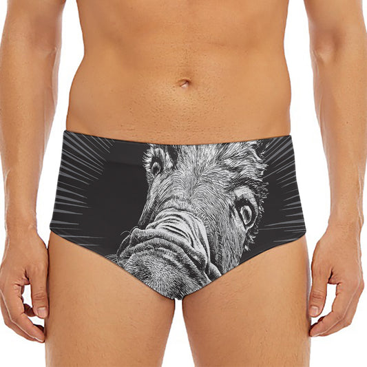 Black And White Crazy Donkey Print Men's Triangle Swim Briefs