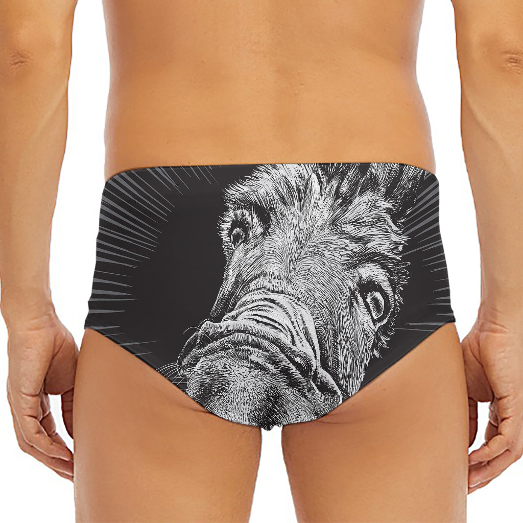 Black And White Crazy Donkey Print Men's Triangle Swim Briefs