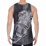Black And White Crazy Donkey Print Men's Velvet Tank Top
