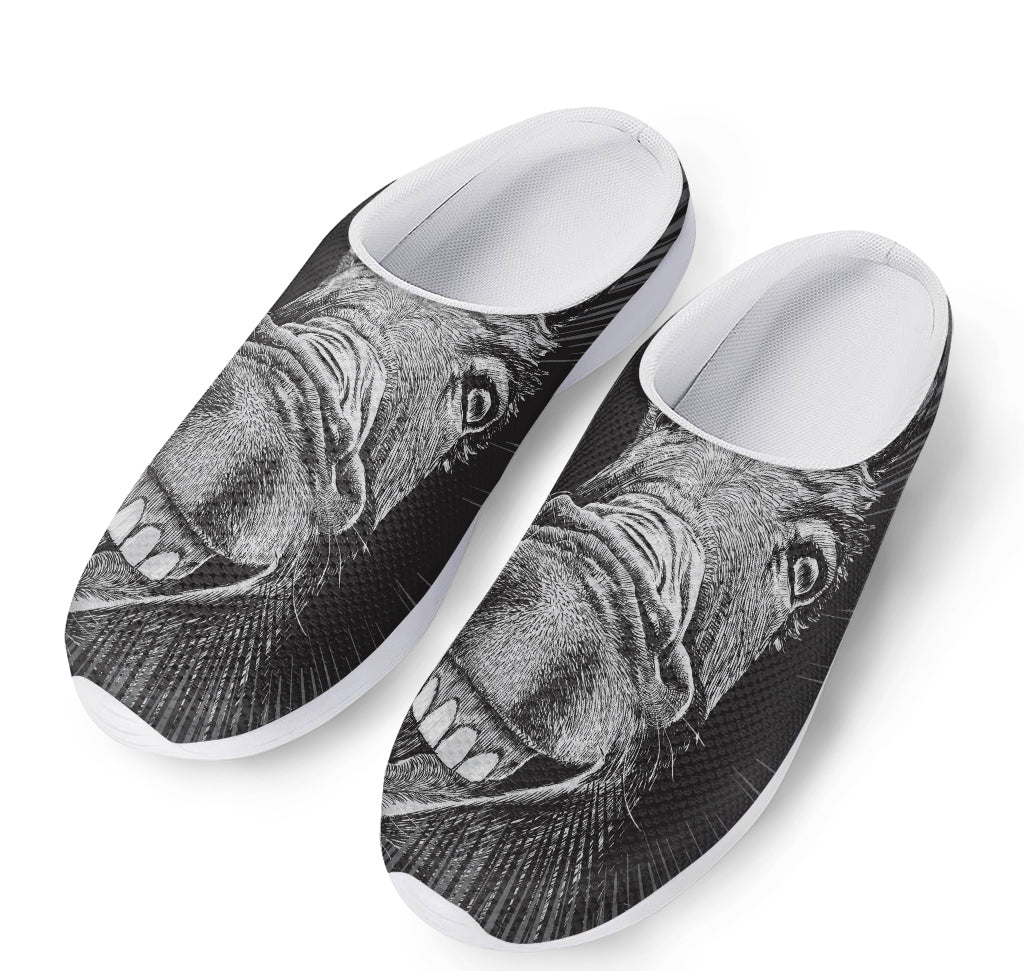 Black And White Crazy Donkey Print Mesh Casual Shoes
