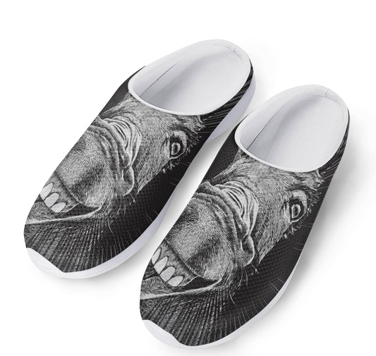 Black And White Crazy Donkey Print Mesh Casual Shoes