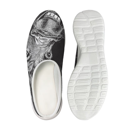 Black And White Crazy Donkey Print Mesh Casual Shoes