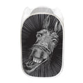 Black And White Crazy Donkey Print Mesh Laundry Hamper