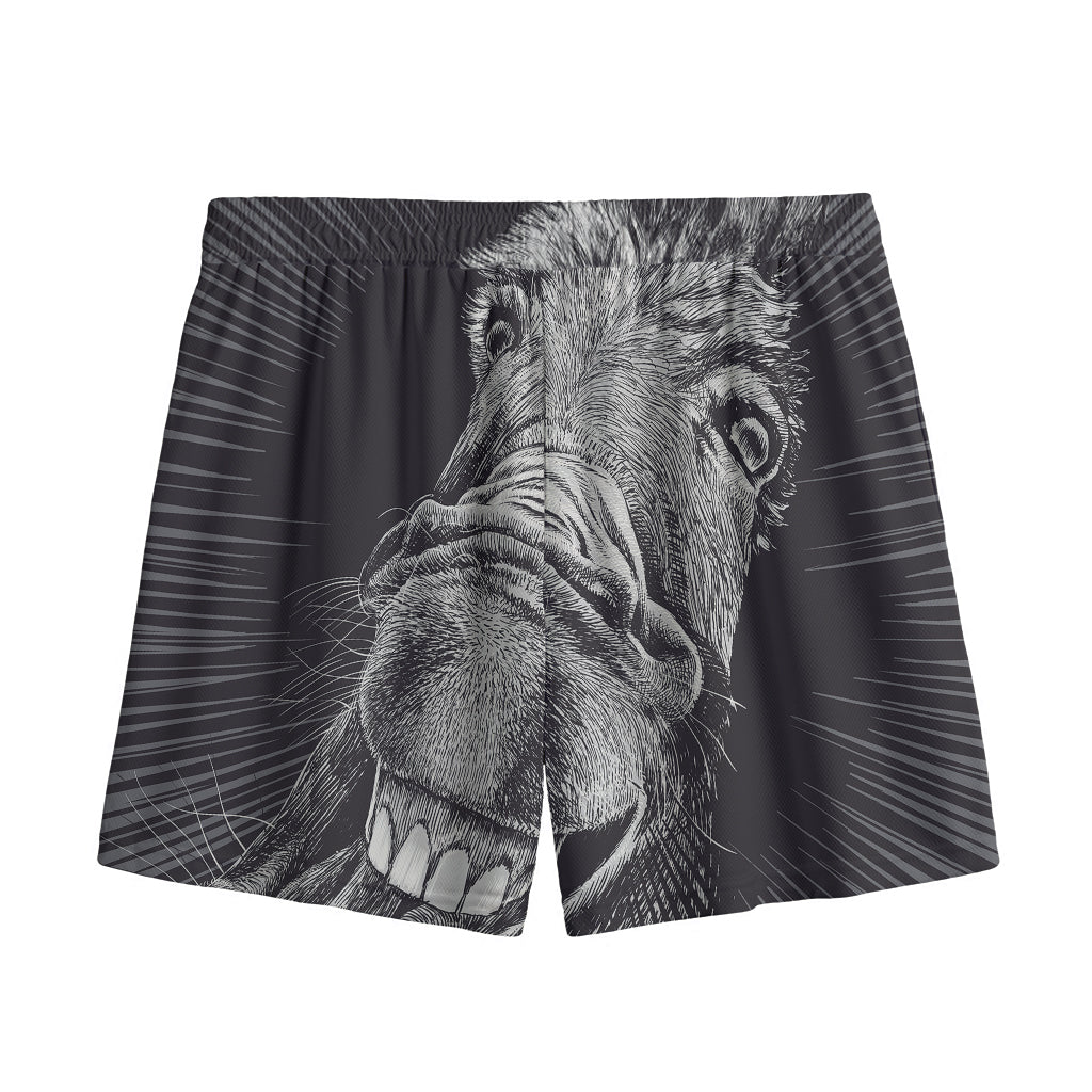 Black And White Crazy Donkey Print Mesh Shorts