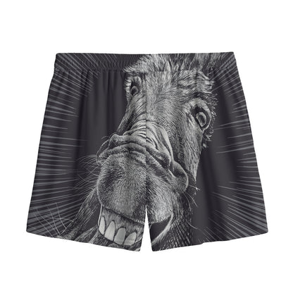 Black And White Crazy Donkey Print Mesh Shorts
