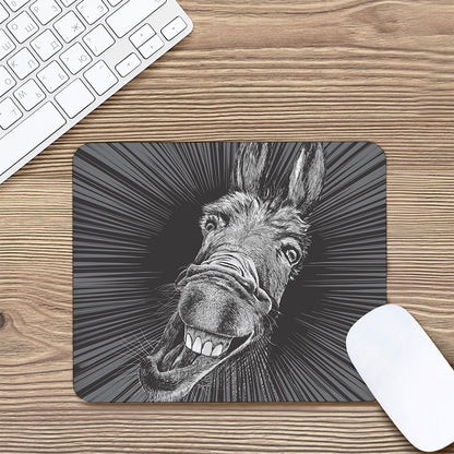 Black And White Crazy Donkey Print Mouse Pad