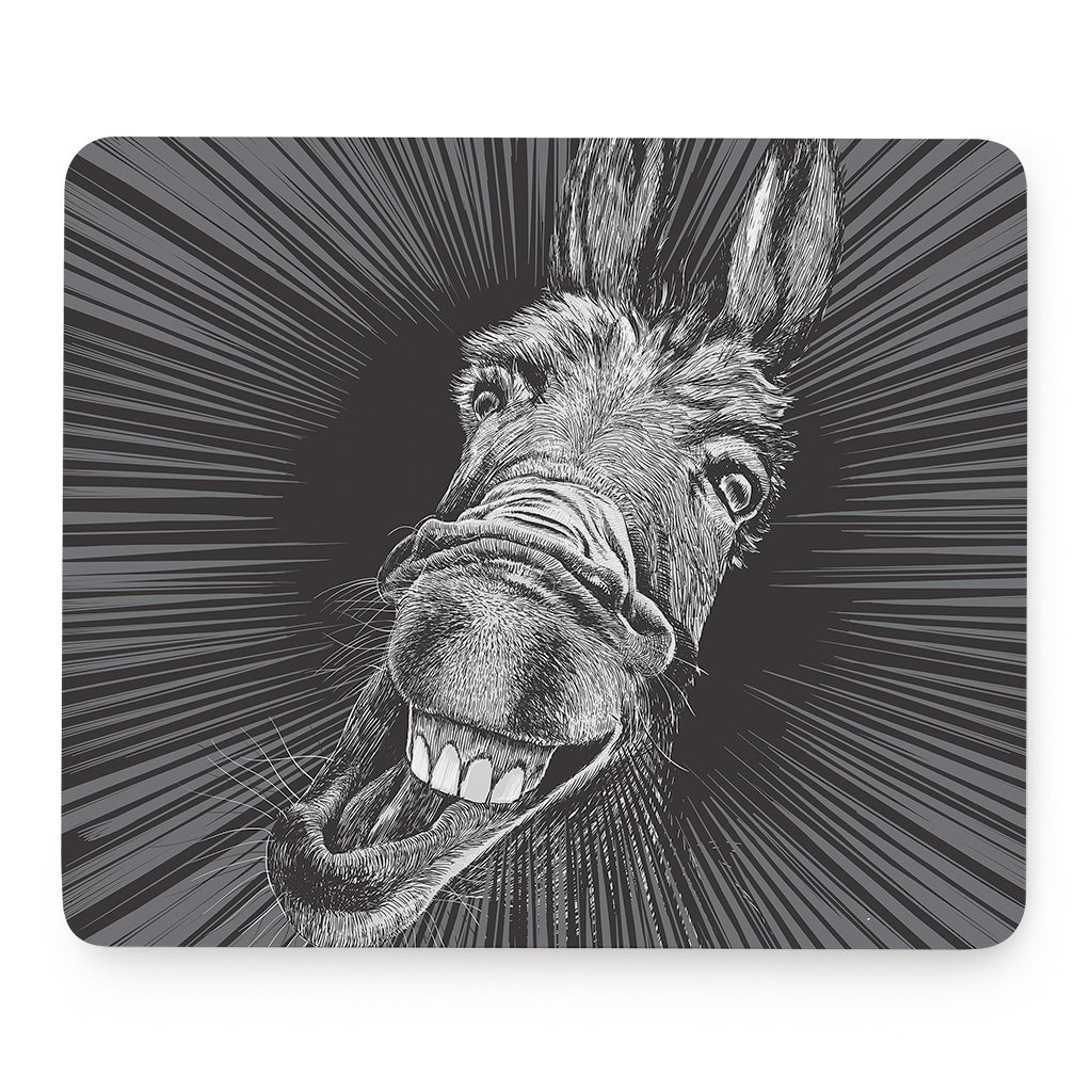 Black And White Crazy Donkey Print Mouse Pad