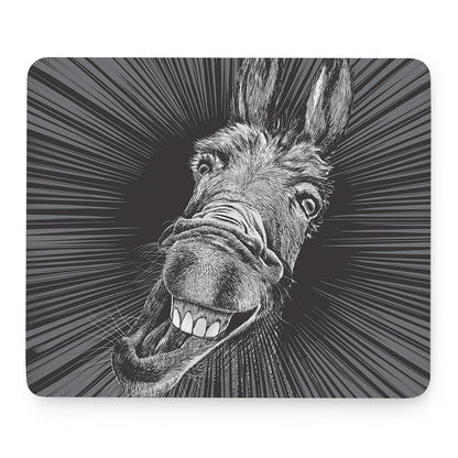 Black And White Crazy Donkey Print Mouse Pad